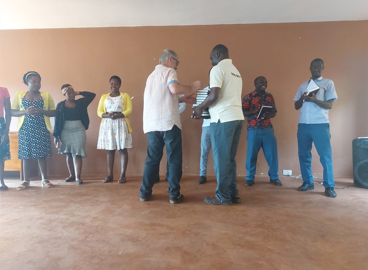 Giving out Bibles to Schoolteachers