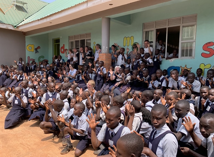 Team with school children