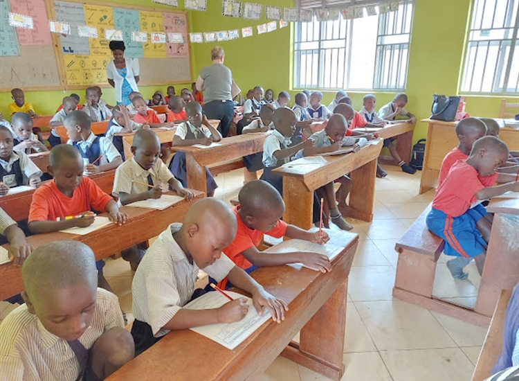 School children taking exams