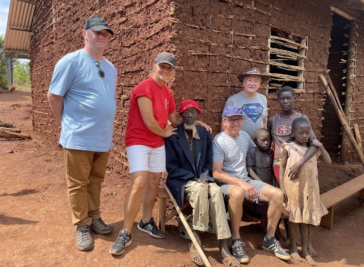 Team on village walk